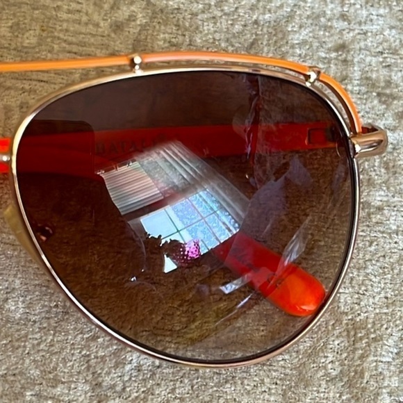 Brand New Batali Neon Orange Frame Aviator Sunglasses Gradient Lens